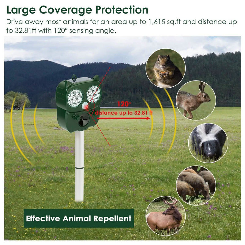 Solar Powered Ultrasonic Animal Repeller PIR Motion Sensor Pest Control - DailySale