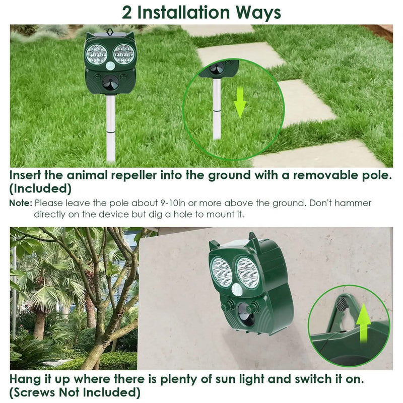 Solar Powered Ultrasonic Animal Repeller PIR Motion Sensor Pest Control - DailySale