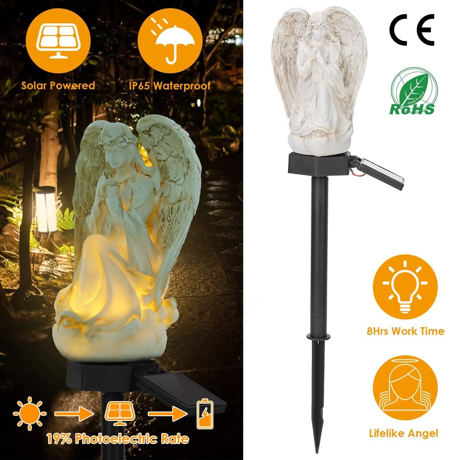 Solar Praying Angle Statue Garden Light Outdoor Lighting - DailySale