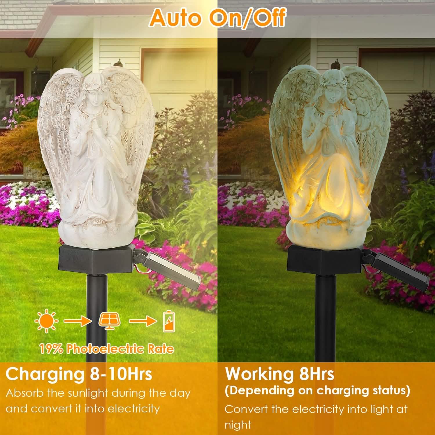 Solar Praying Angle Statue Garden Light Outdoor Lighting - DailySale