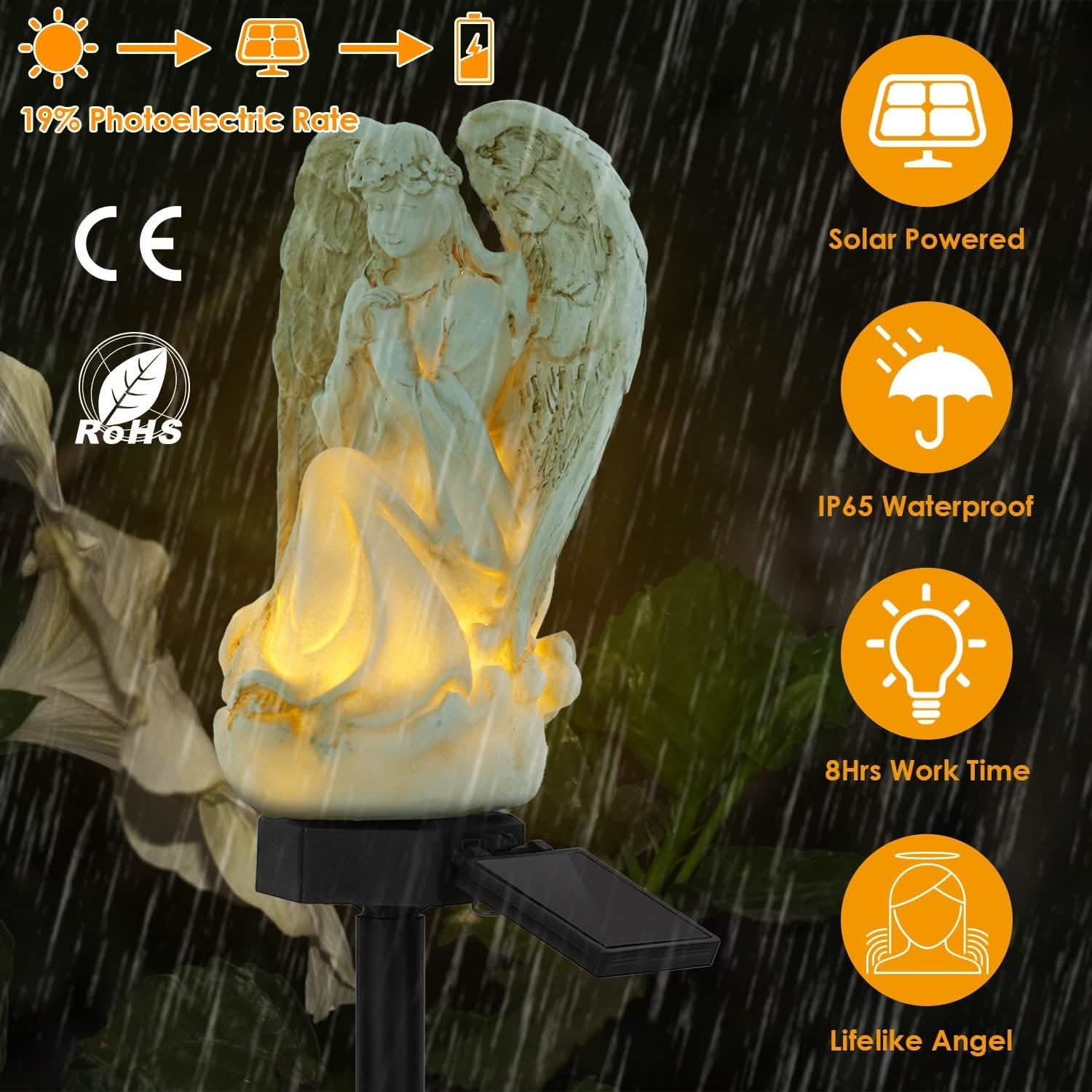 Solar Praying Angle Statue Garden Light Outdoor Lighting - DailySale