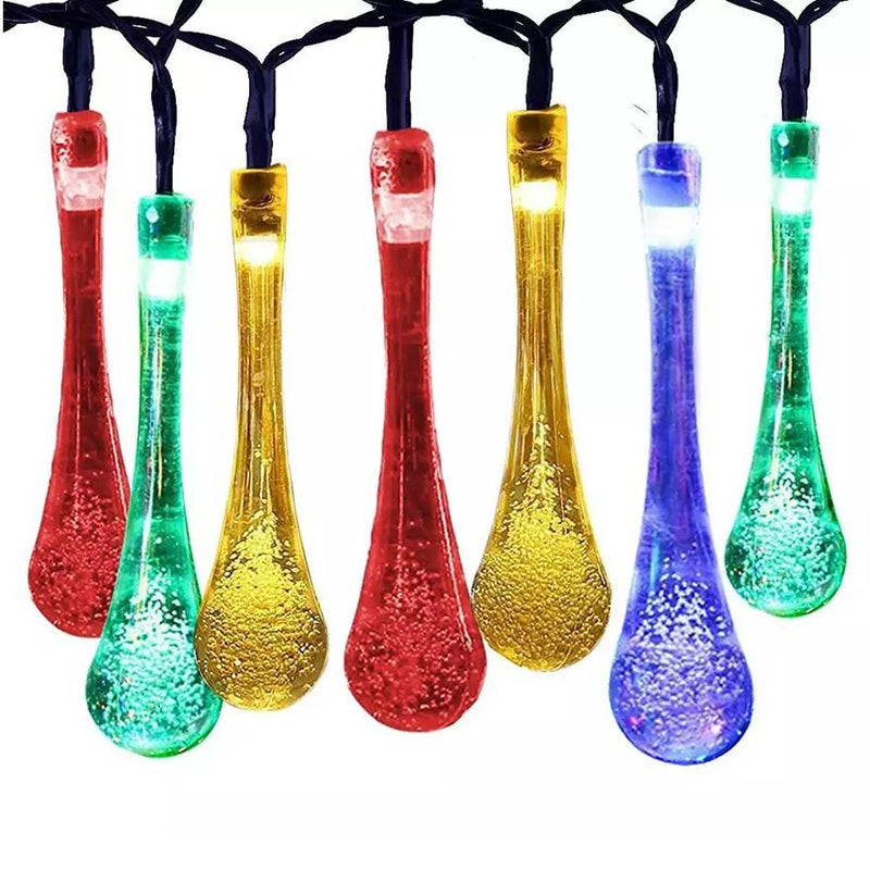 Solar String Lights 20ft 30 LED Water Drop Solar String Fairy Waterproof Lights String & Fairy Lights Multicolor - DailySale