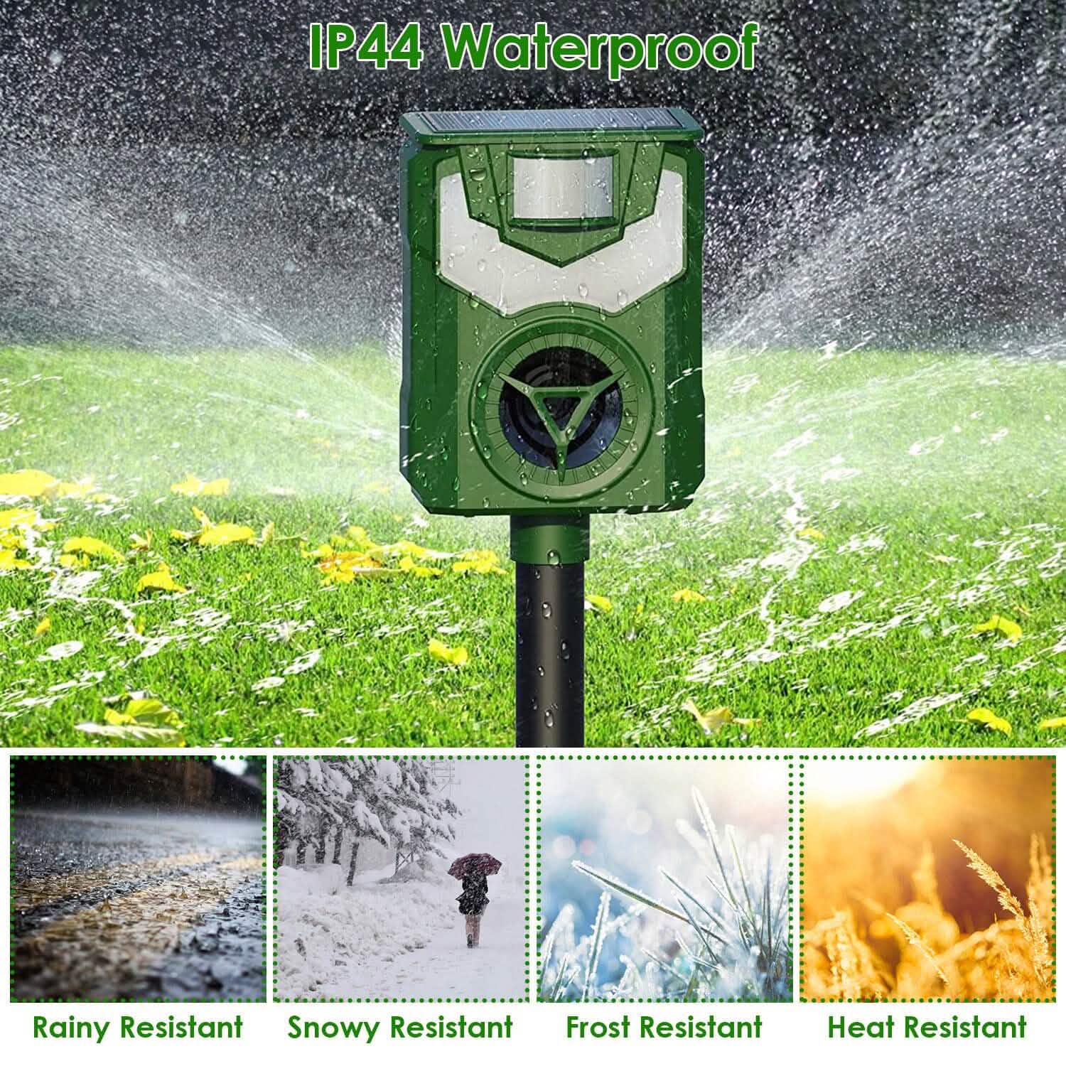 Solar Ultrasonic Animal Repeller with Flame Light USB Charge Motion Sensor Pest Control - DailySale