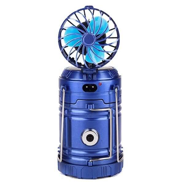 Solar USB Charging Tent Light + Fan Sports & Outdoors Blue - DailySale