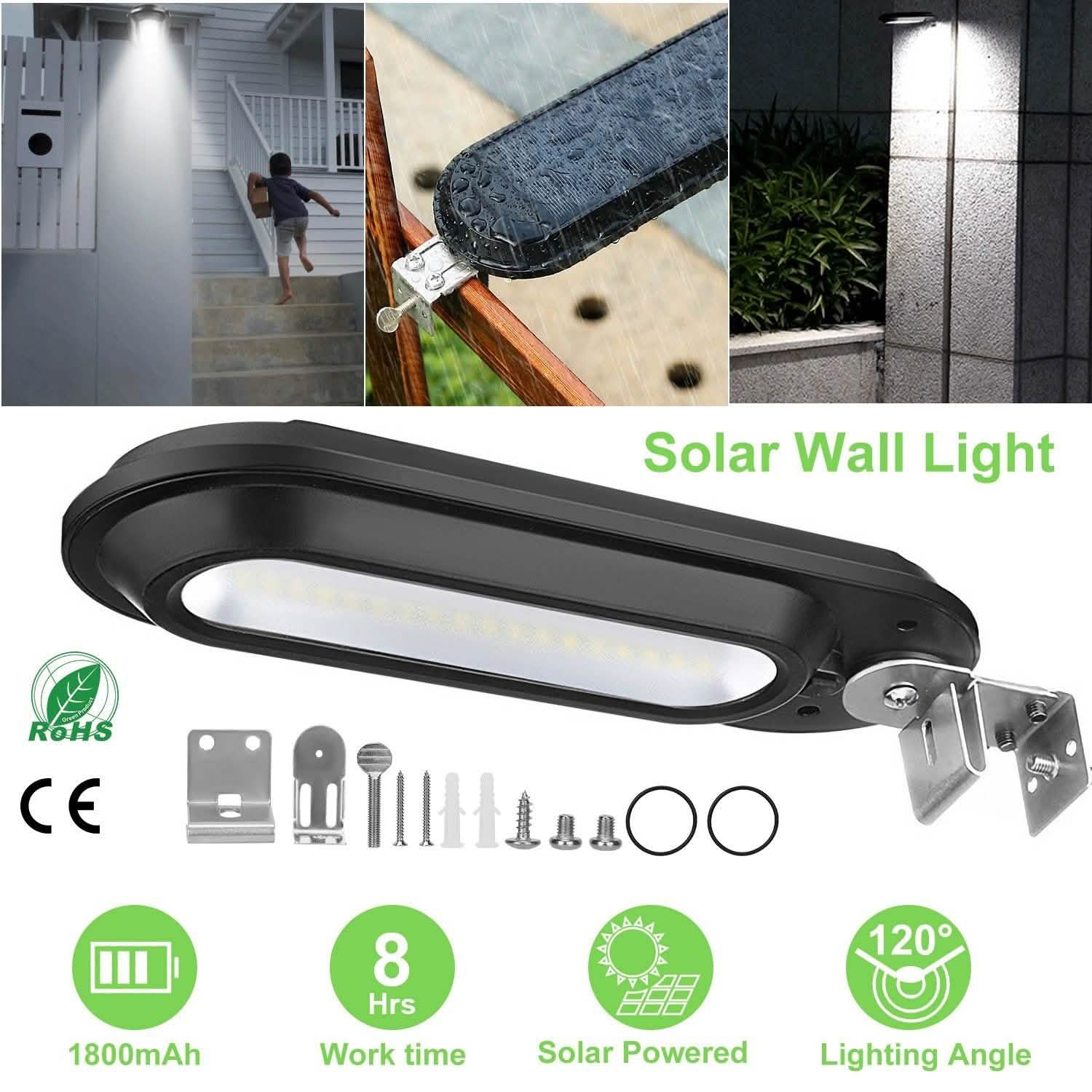 Solar Wall Light Outdoor 18 LED's Dusk to Dawn Fence Lamp Outdoor Lighting - DailySale
