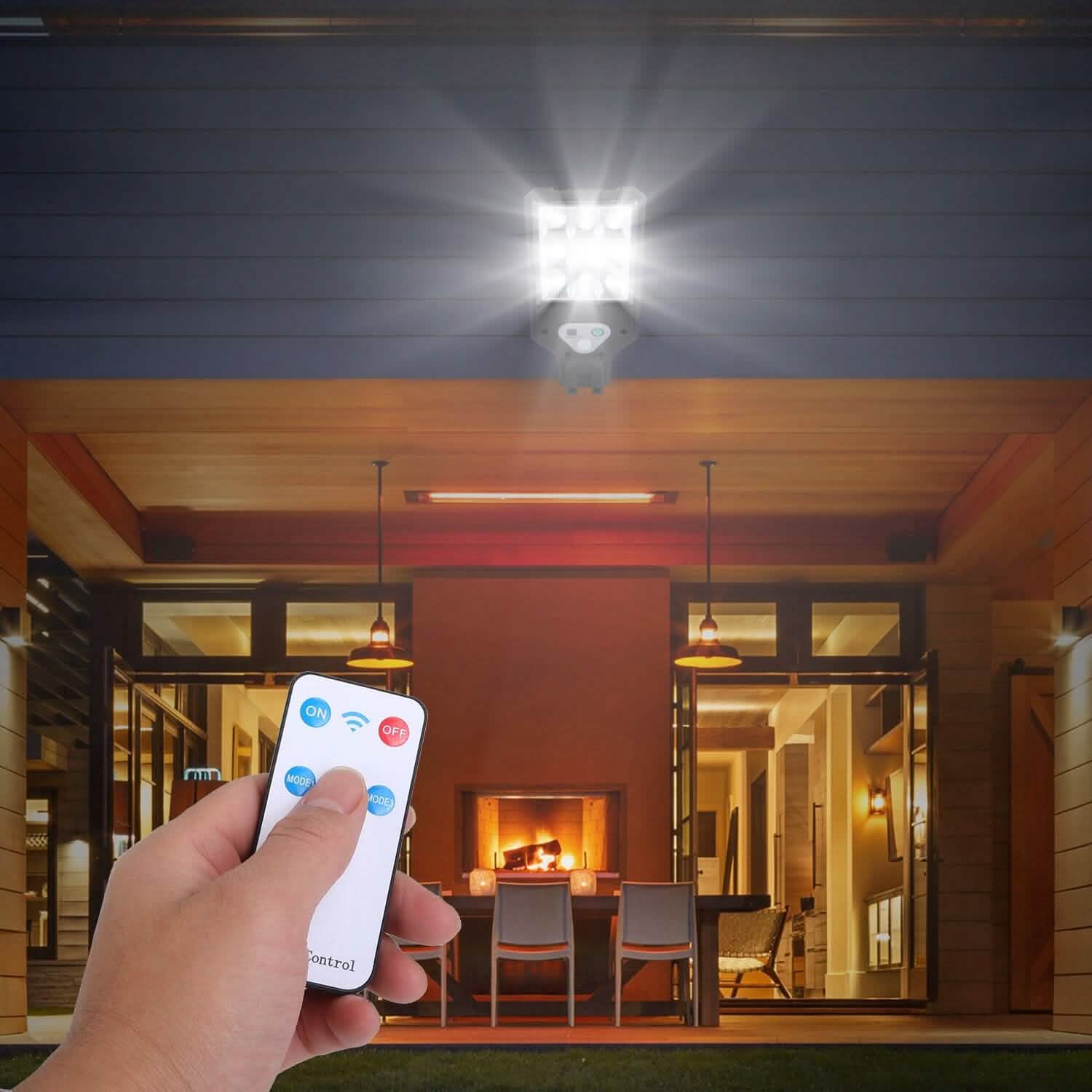 Solar Wall Light Outdoor Beads PIR Motion Sensor Remote Control Wireless Lamps Outdoor Lighting - DailySale