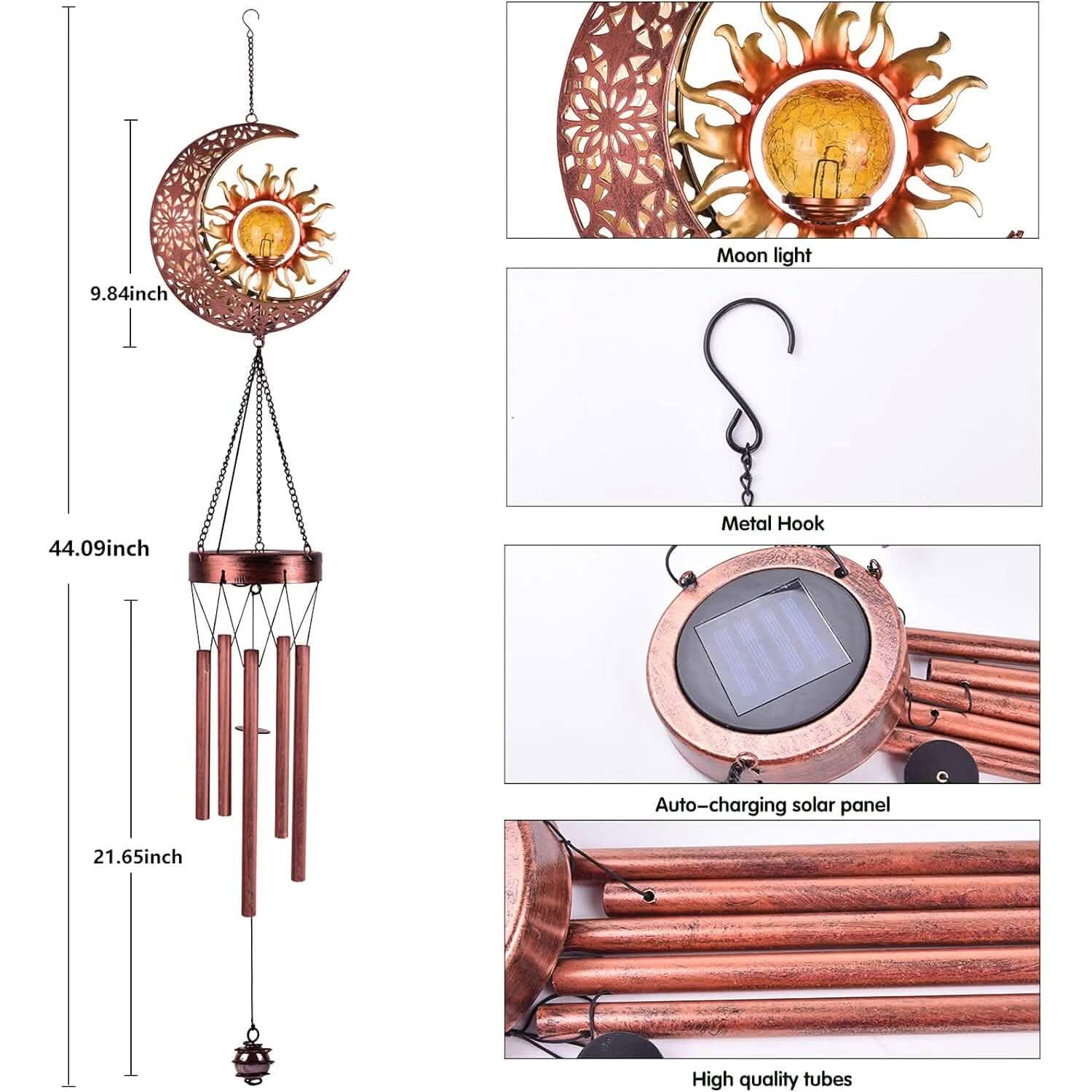 Solar Wind Chimes Garden Decorative Wind Chime Light Garden & Patio - DailySale