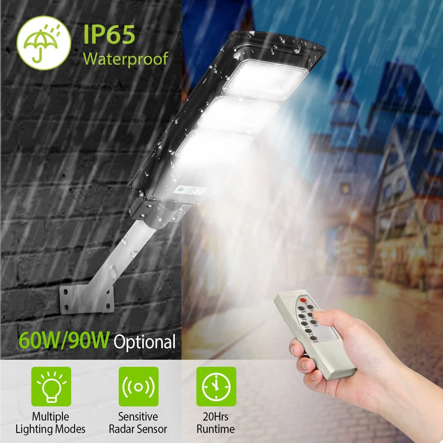 Solar Wireless IP65 Waterproof Street Path Light Outdoor Lighting - DailySale