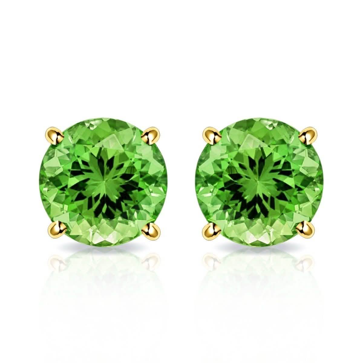 Solid 10K Gold 2.00 CTW Peridot Stud Earrings By MUIBLU Gems Jewelry - DailySale