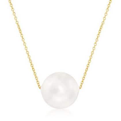Solid 10K Gold Pearl Necklace Necklaces - DailySale