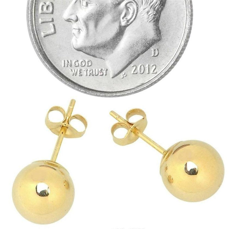 Solid 14K Gold Ball Studs - Assorted Sizes Jewelry 7mm - DailySale