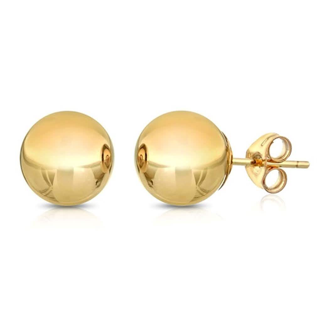 Solid 14K Gold Ball Studs - Assorted Sizes Jewelry - DailySale