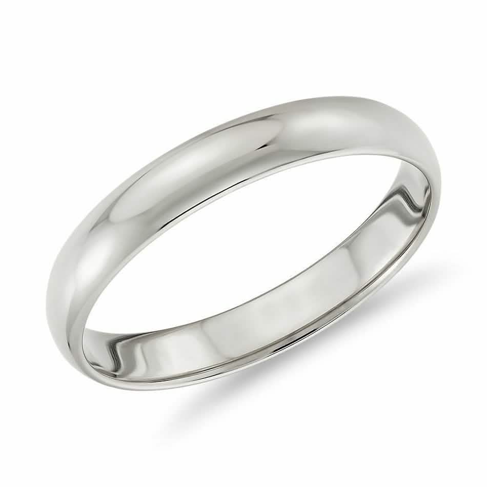 Solid 14K White Gold 3mm Comfort Fit Wedding Band Ring Rings 7 - DailySale