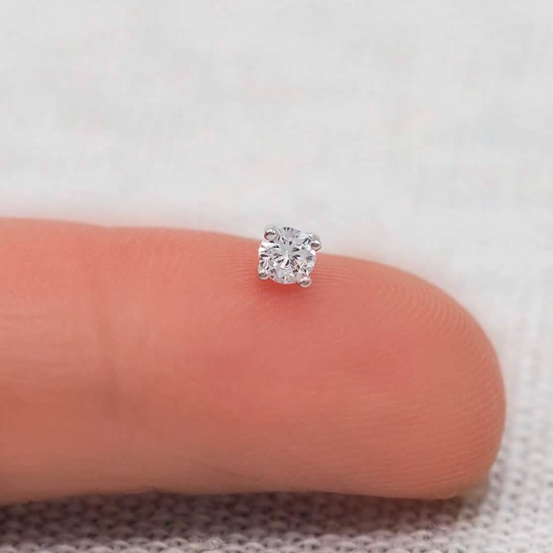 Solid 925 Sterling Silver Round Cut Crystal Small Studs Earrings - DailySale