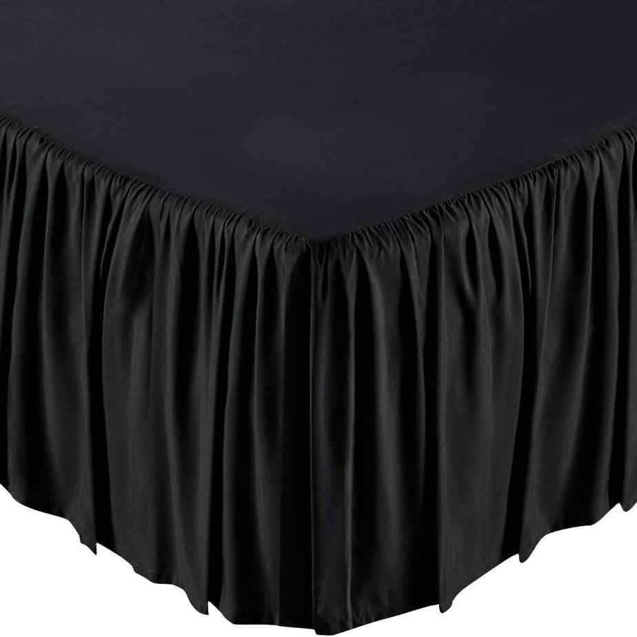 Solid Color Bed Skirt - Assorted Styles Linen & Bedding Full Black Ruffle - DailySale