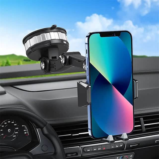 Solid & Durable Car Phone Holder Mount for Dashboard Windshield Long Arm Strong Suction Cell Phone Car Mount Automotive - DailySale