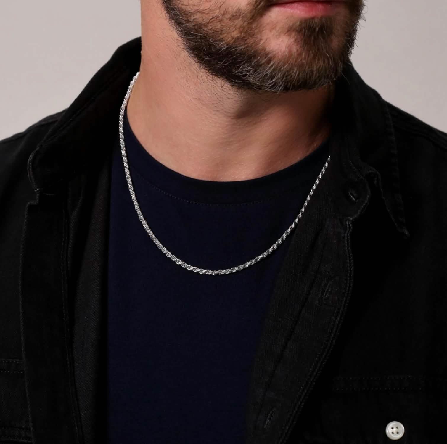 Solid Sterling Silver 3.5MM Rope Link Chain Necklaces - DailySale