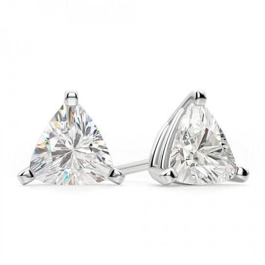 Solid Sterling Silver 6mm Trillion Cut Studs Earrings - DailySale