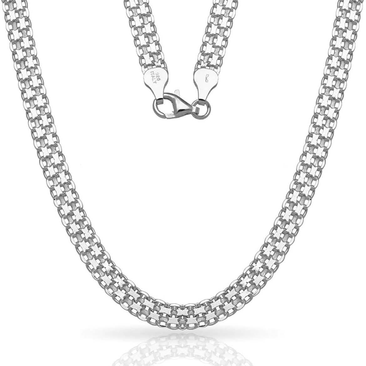 Solid Sterling Silver Bismark Link Chain Necklacce Necklaces 16" - DailySale