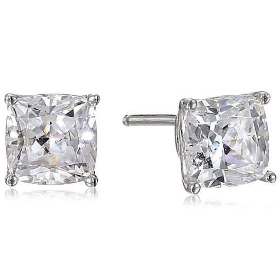 Solid Sterling Silver Cushion Cut Studs Earrings Earrings - DailySale