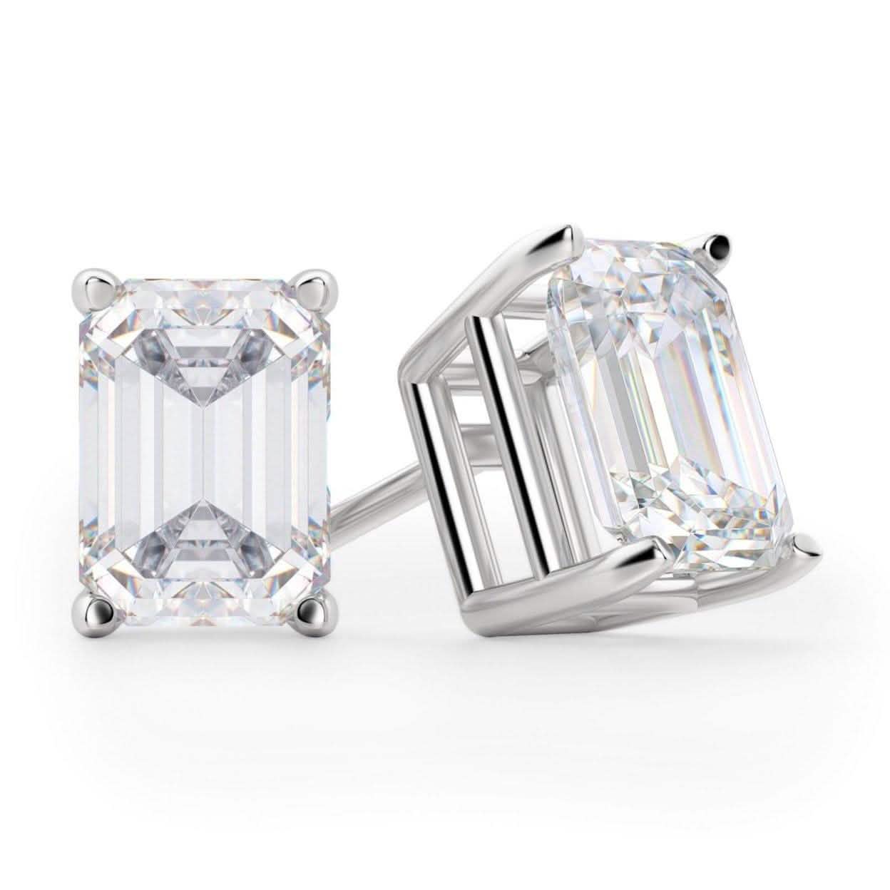 Solid Sterling Silver Emerald Cut Studs Jewelry - DailySale