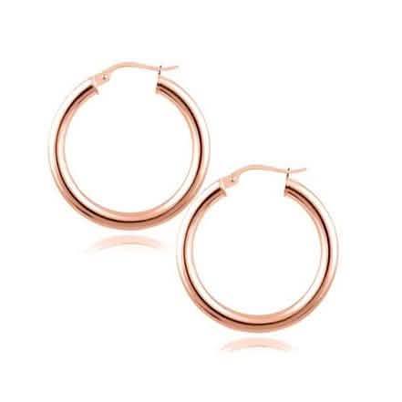 Solid Sterling Silver French Lock Hoops in Rose Gold Earrings - DailySale