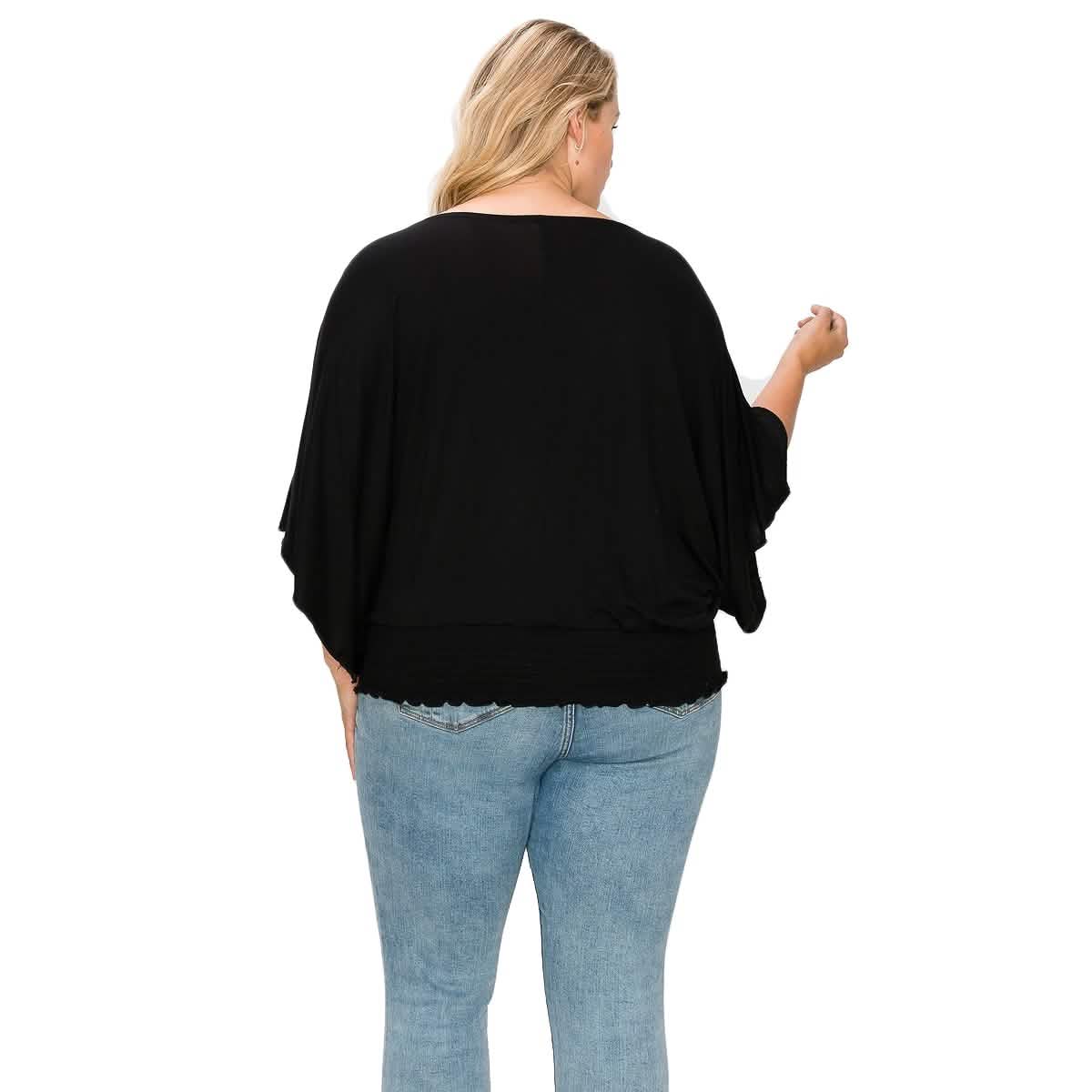 Solid Top Featuring Flattering Wide Sleeves Women's Tops - DailySale