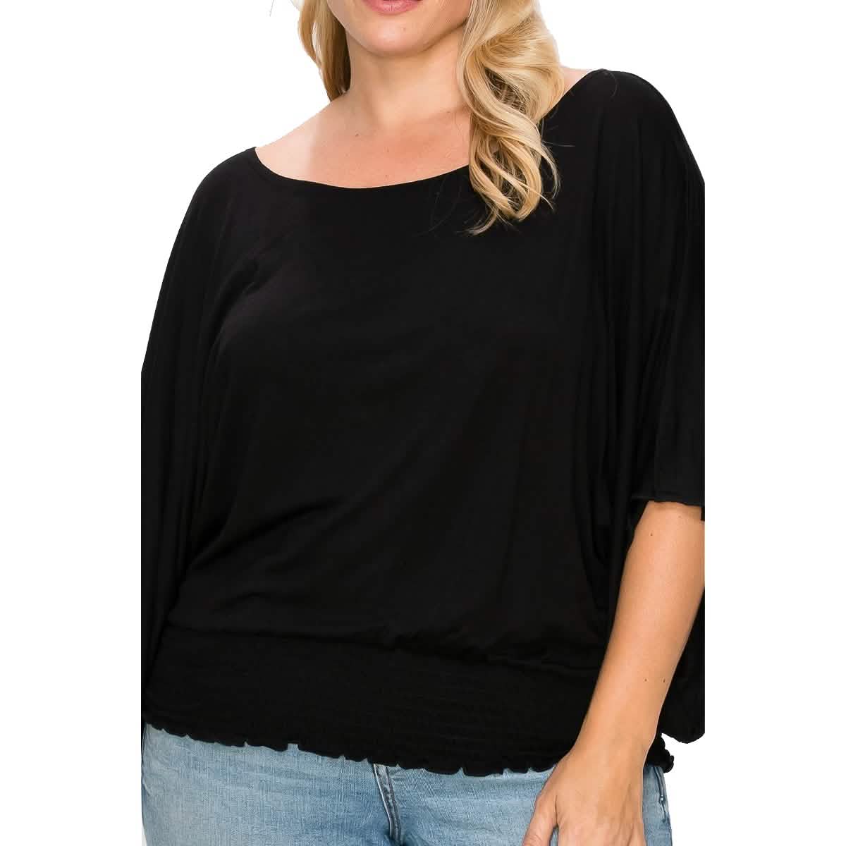 Solid Top Featuring Flattering Wide Sleeves Women's Tops - DailySale