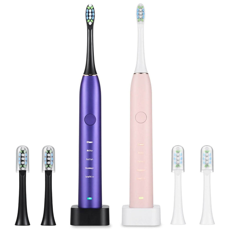 Sonic Electric Toothbrush For Adults Magnetic Charging Waterproof IPX7 Replacement Heads Set Beauty & Personal Care - DailySale