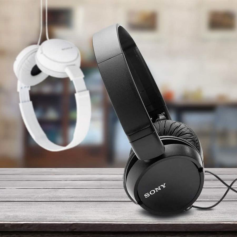 Two sets of Sony MDRZX110 Stereo Headphones, one black, one white