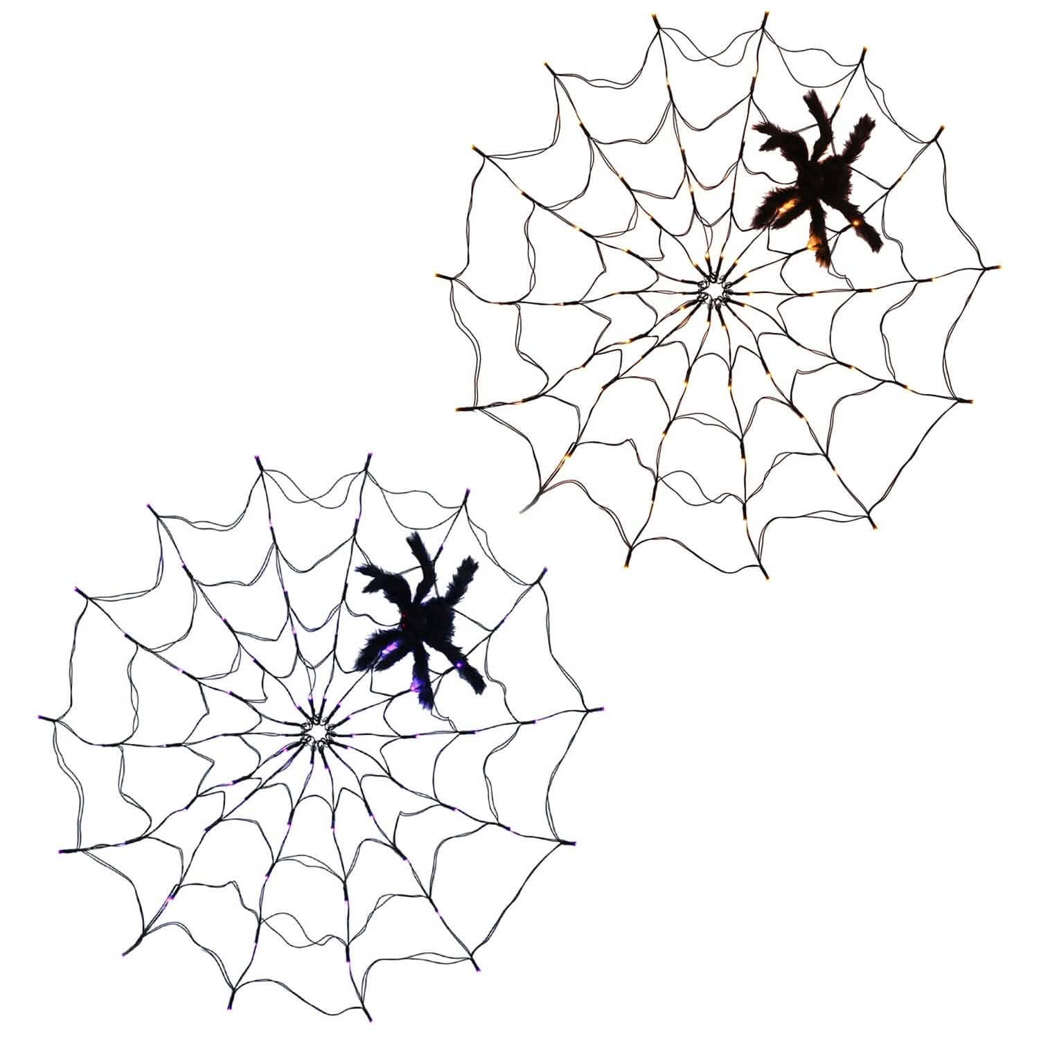 Spider Web Light with Hairy Spider 70LED Battery Powered Remote Control 8 Lighting Modes Holiday Decor & Apparel - DailySale