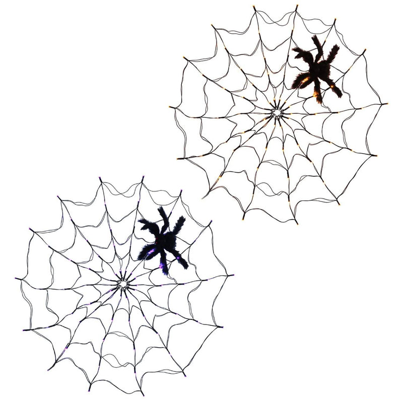 Spider Web Light with Hairy Spider 70LED Battery Powered Remote Control 8 Lighting Modes Holiday Decor & Apparel - DailySale