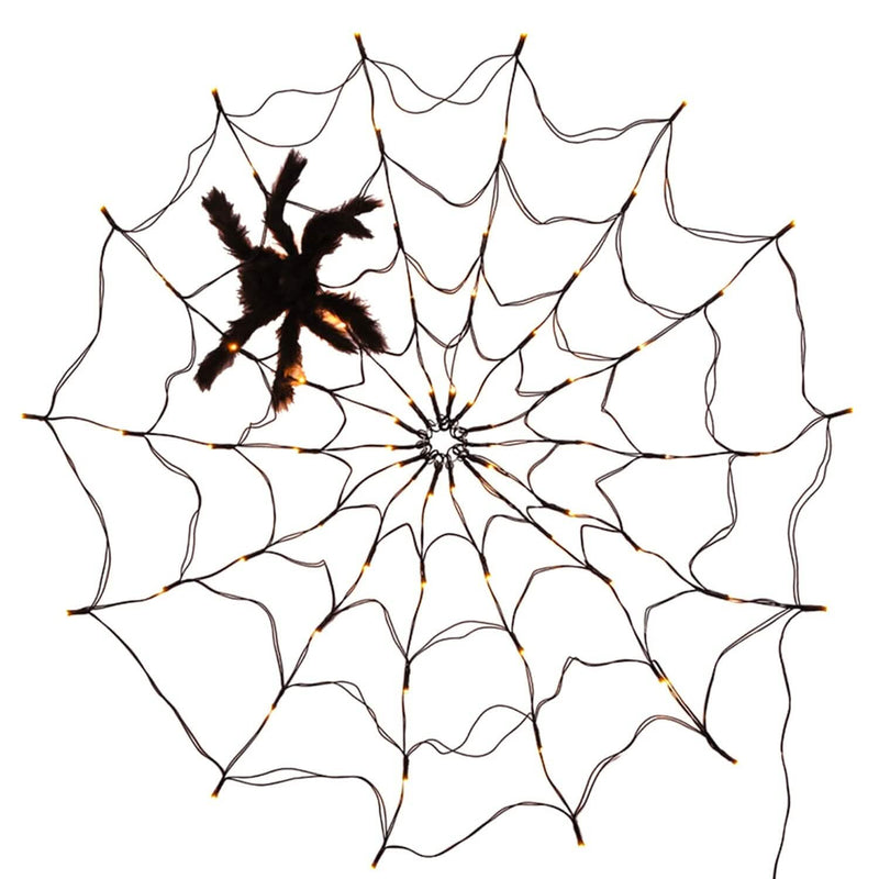 Spider Web Light with Hairy Spider 70LED Battery Powered Remote Control 8 Lighting Modes Holiday Decor & Apparel - DailySale