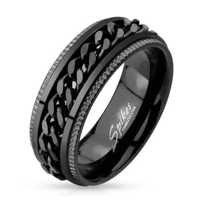 Spikes Ion Plated Stainless Steel Chain Spinner Ring Rings 8 - DailySale