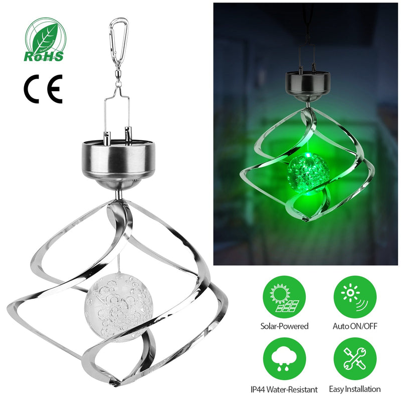Spiral Spinner Solar Lights Wind Chime LED Outdoor Lighting - DailySale