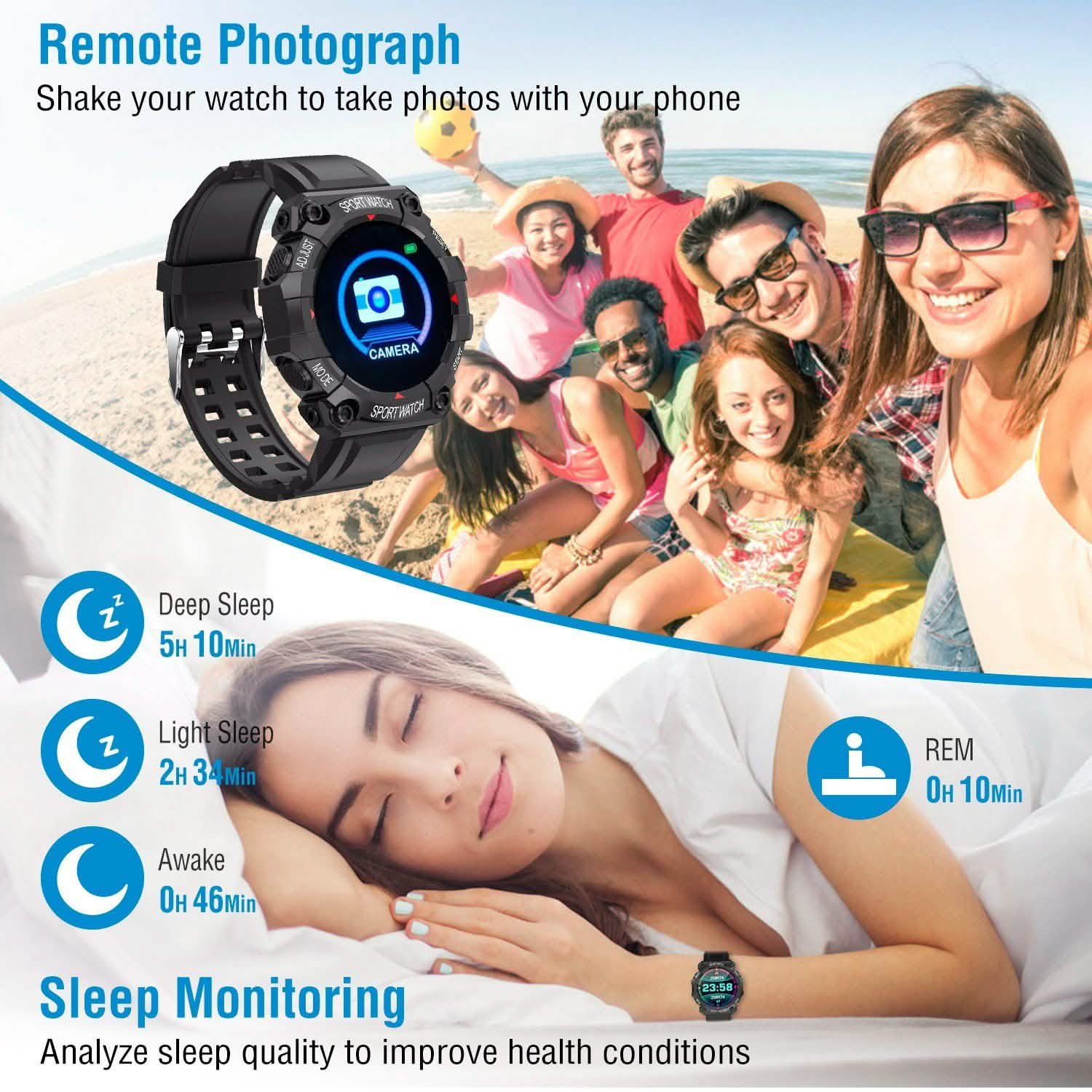 Sport Bracelet with Heart Rate Blood Pressure Sleep Monitor Smart Watches - DailySale