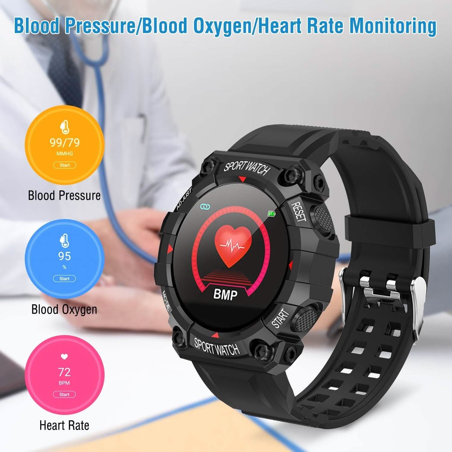 Sport Bracelet with Heart Rate Blood Pressure Sleep Monitor Smart Watches - DailySale