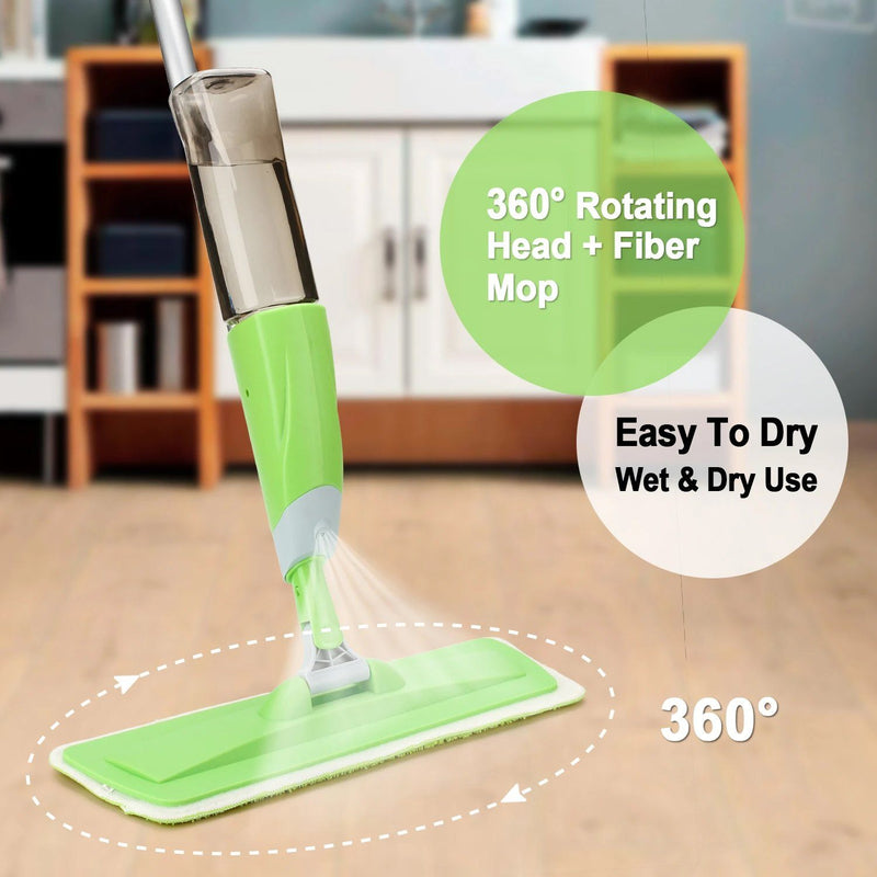 Spray Mop 360° Rotating Head Floor Cleaner 600Ml Bottle Fiber Sweeper Flat Mop Household Appliances - DailySale