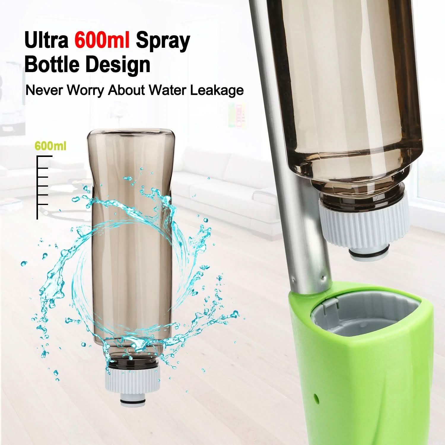 Spray Mop 360° Rotating Head Floor Cleaner 600Ml Bottle Fiber Sweeper Flat Mop Household Appliances - DailySale