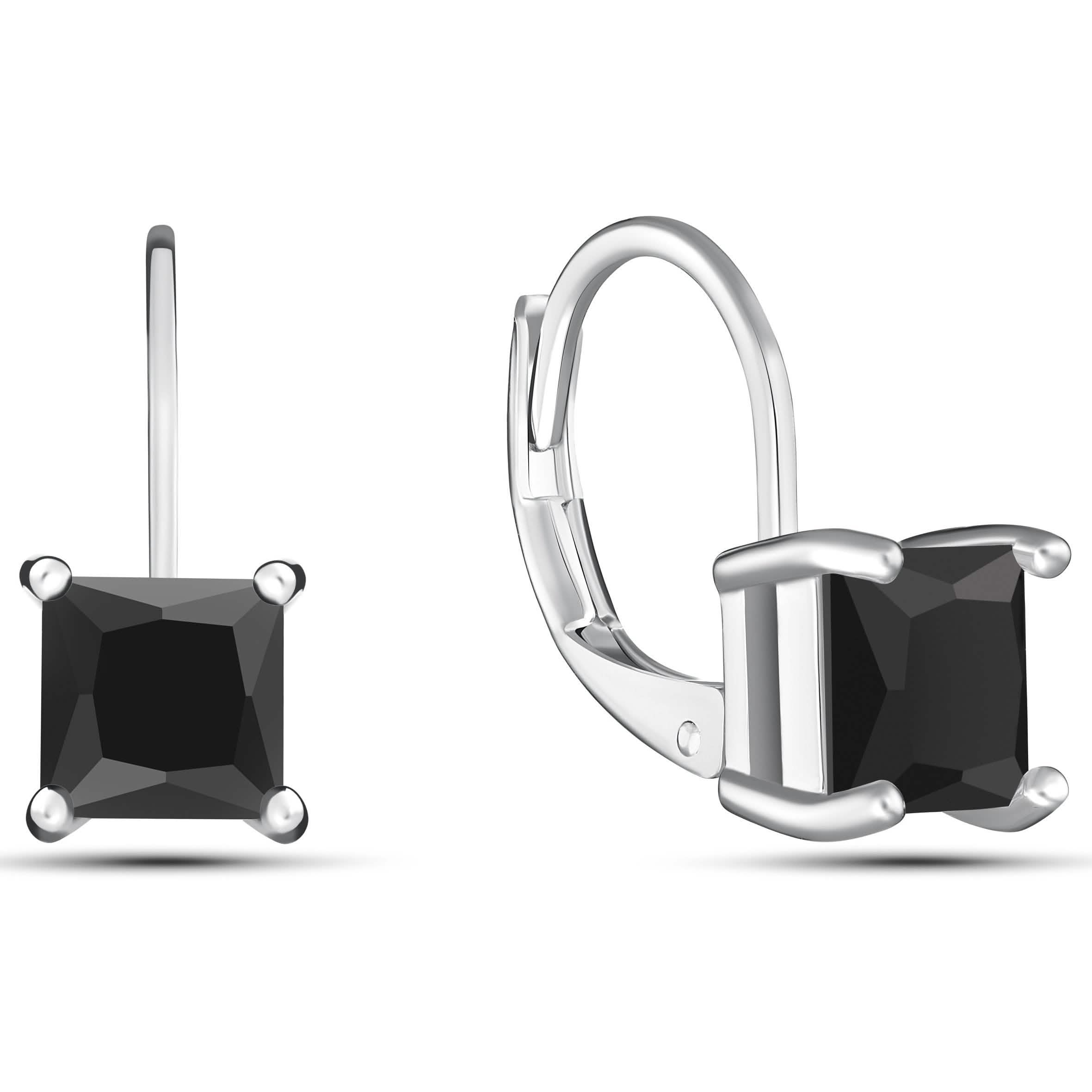 Square Cut Gemstone Leverback Earrings Earrings Black - DailySale