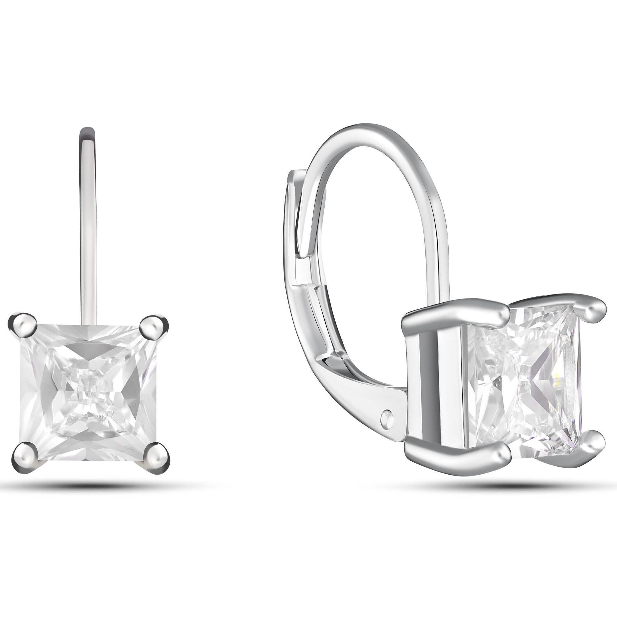 Square Cut Gemstone Leverback Earrings Earrings White - DailySale
