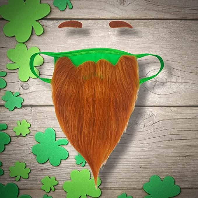 St. Patrick's Day Beard Face Mask and Green Hat Leprechaun Costume for Adults Holiday Decor & Apparel - DailySale