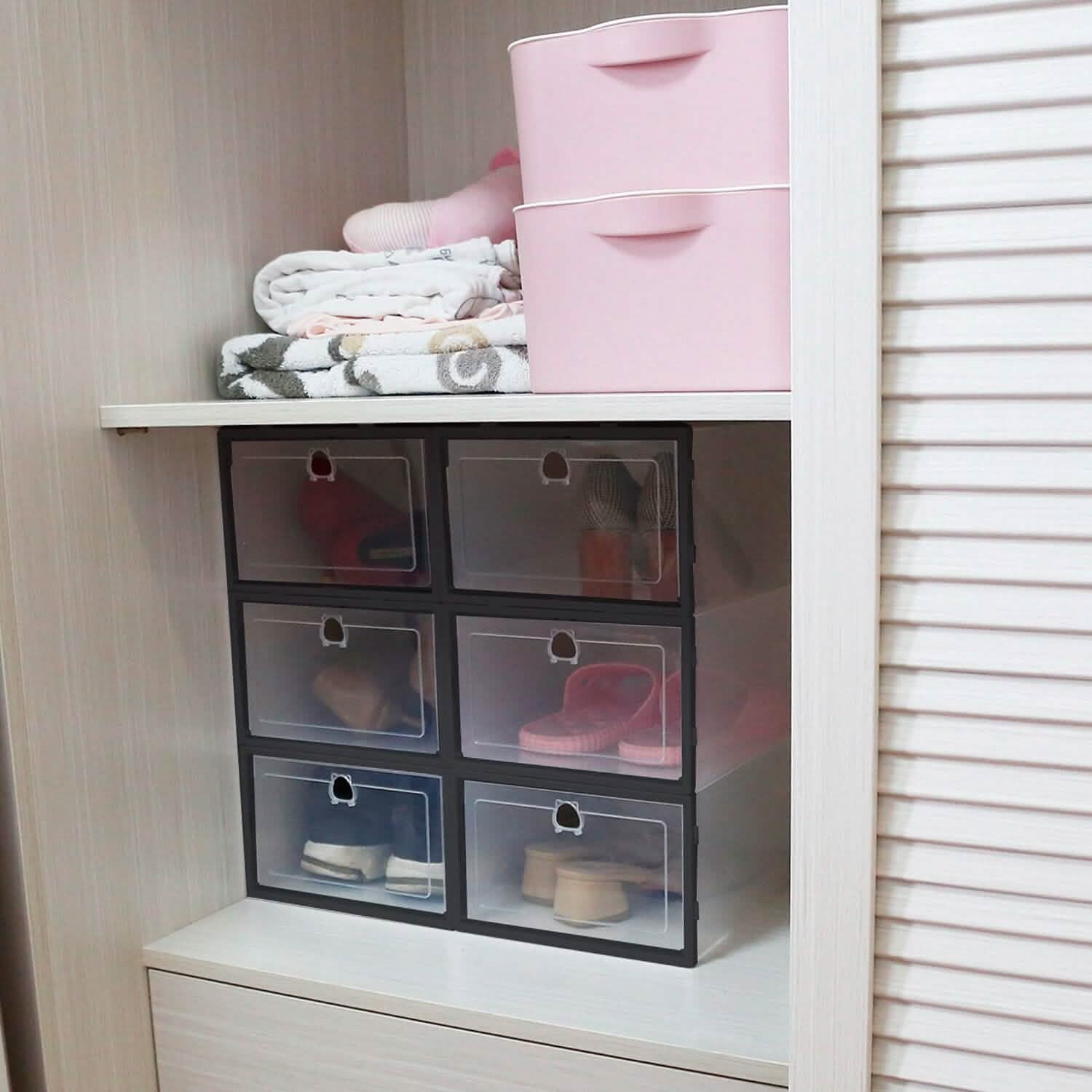 Stackable Shoe Storage Bin Transparent Dustproof Closet & Storage - DailySale