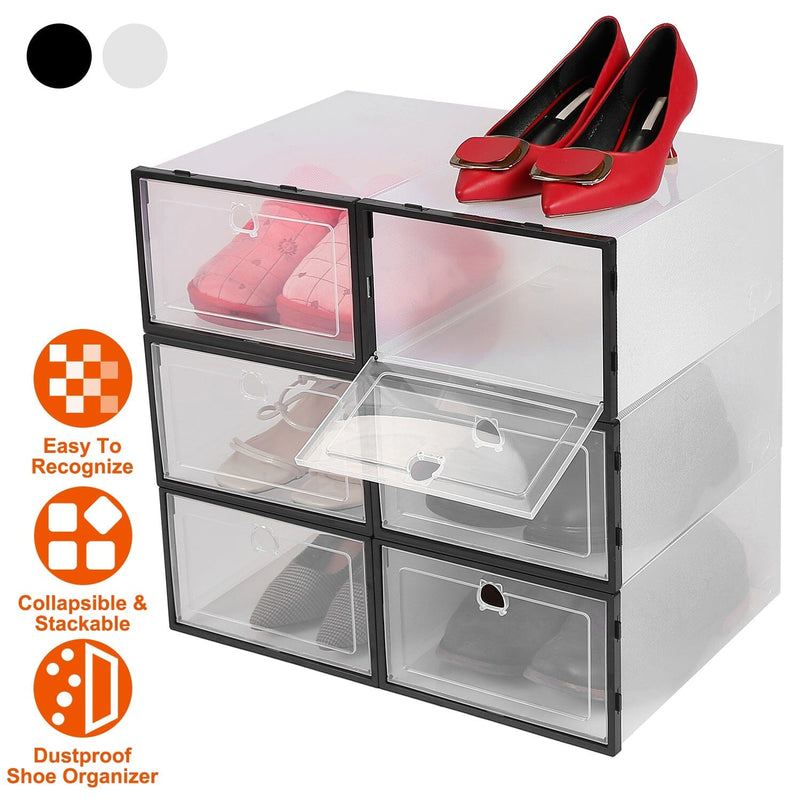 Stackable Shoe Storage Bin Transparent Dustproof Closet & Storage - DailySale