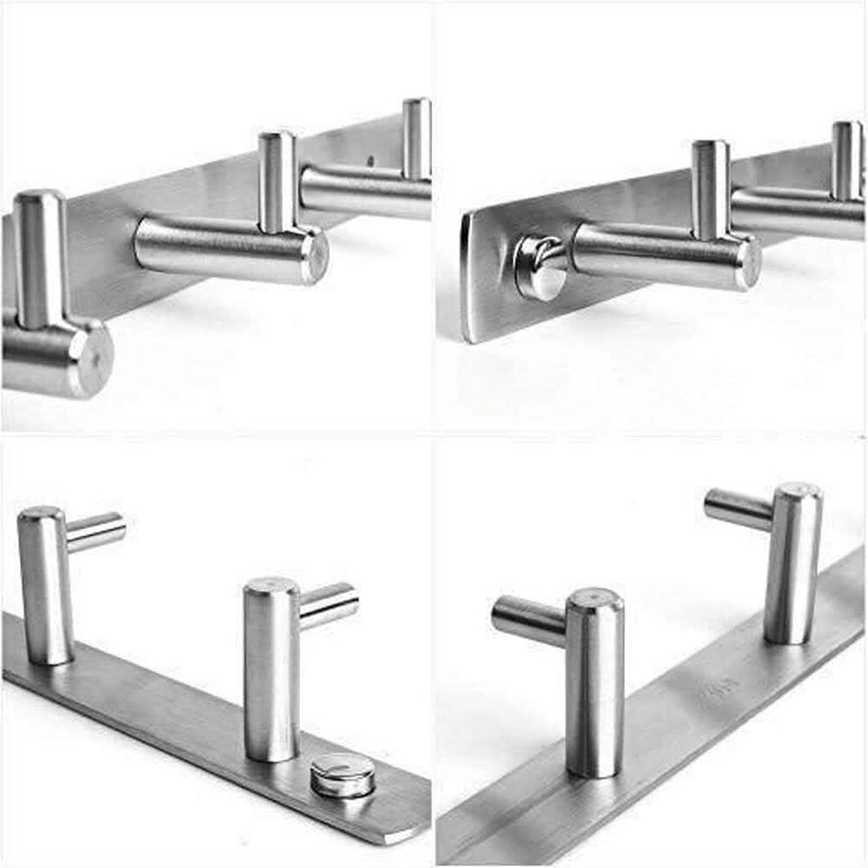Stainless Steel 24" Wall Mounted Rack with 8 Hooks - Silver Kitchen Storage - DailySale