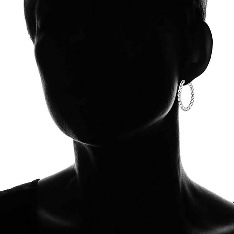 Stainless Steel Bead Ball Hoop Earrings Jewelry - DailySale