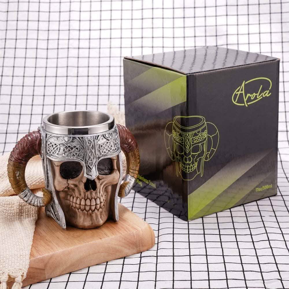 Stainless Steel Double Handle Horn Skull Beer Cup Kitchen & Dining - DailySale