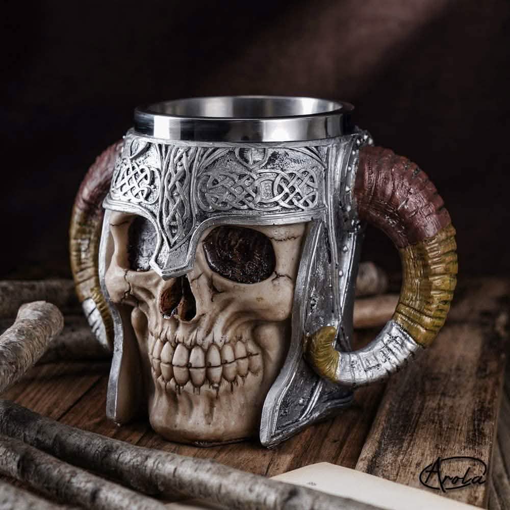Stainless Steel Double Handle Horn Skull Beer Cup Kitchen & Dining - DailySale