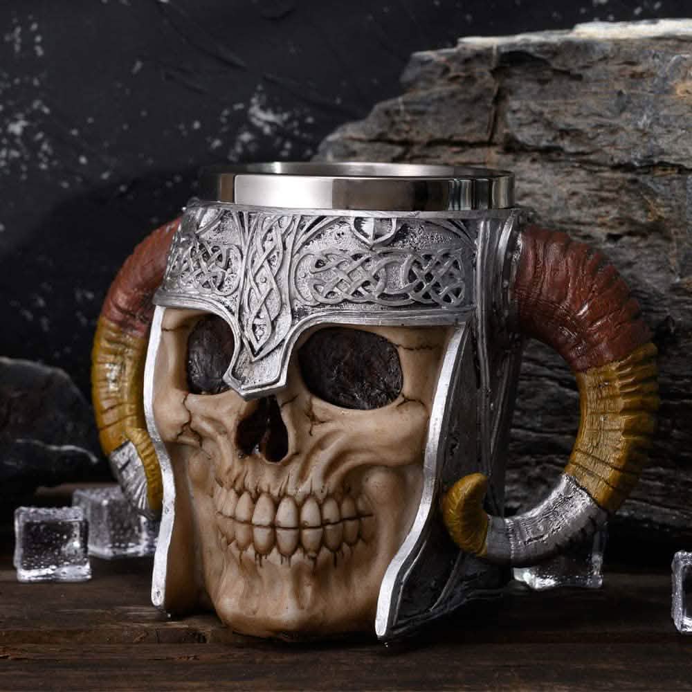 Stainless Steel Double Handle Horn Skull Beer Cup Kitchen & Dining - DailySale