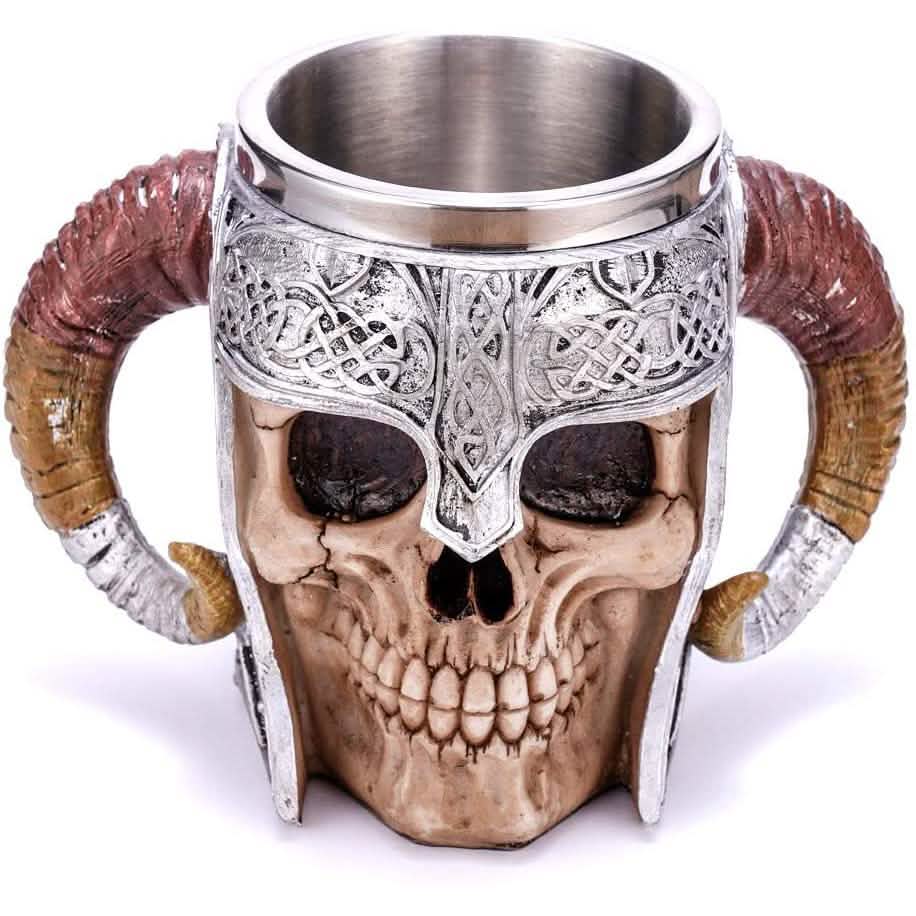 Stainless Steel Double Handle Horn Skull Beer Cup Kitchen & Dining - DailySale